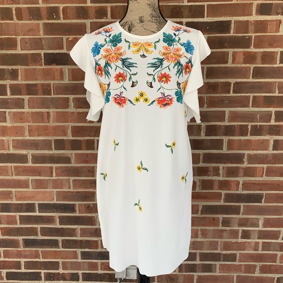 zara white floral dress